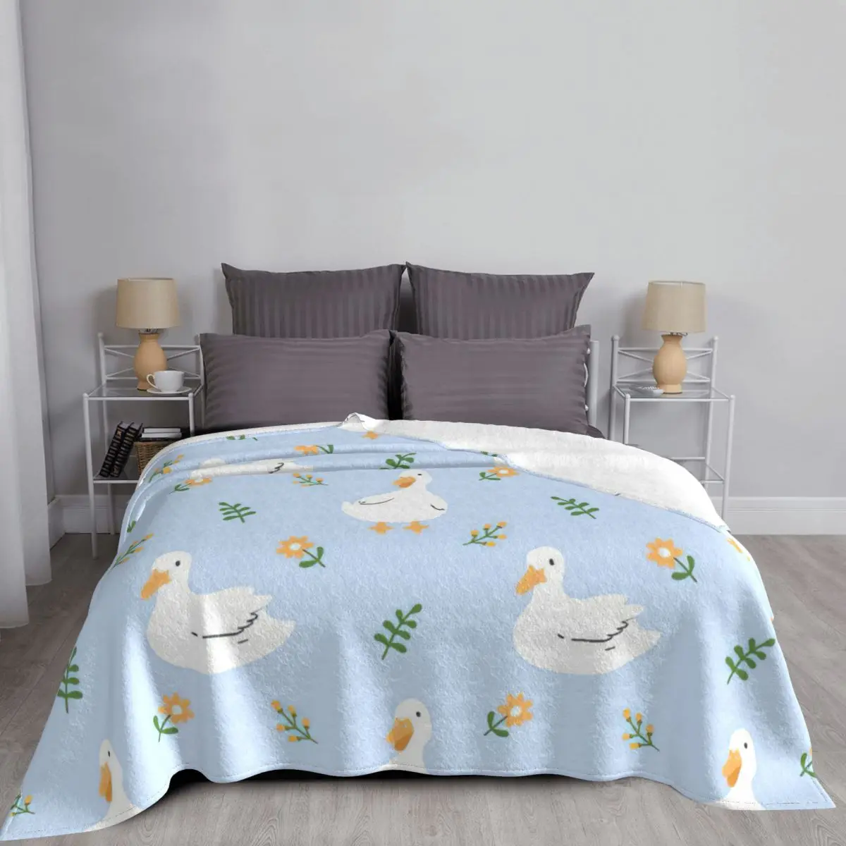 Cute Duck Flower Blanket Cartoon Flannel Awesome Breathable Throw Blanket for Home Autumn/Winter