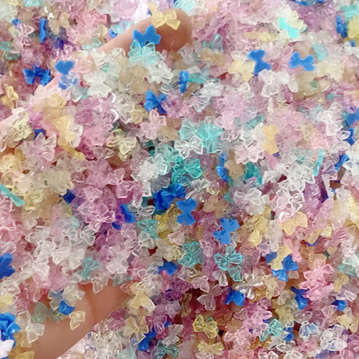 50g/봉투 3D 믹스 오로라 레진 보우/플라워 네일 참 장식 화려한 나비/리본 네일아트 라인스톤 DIY 매니큐어 액세서리