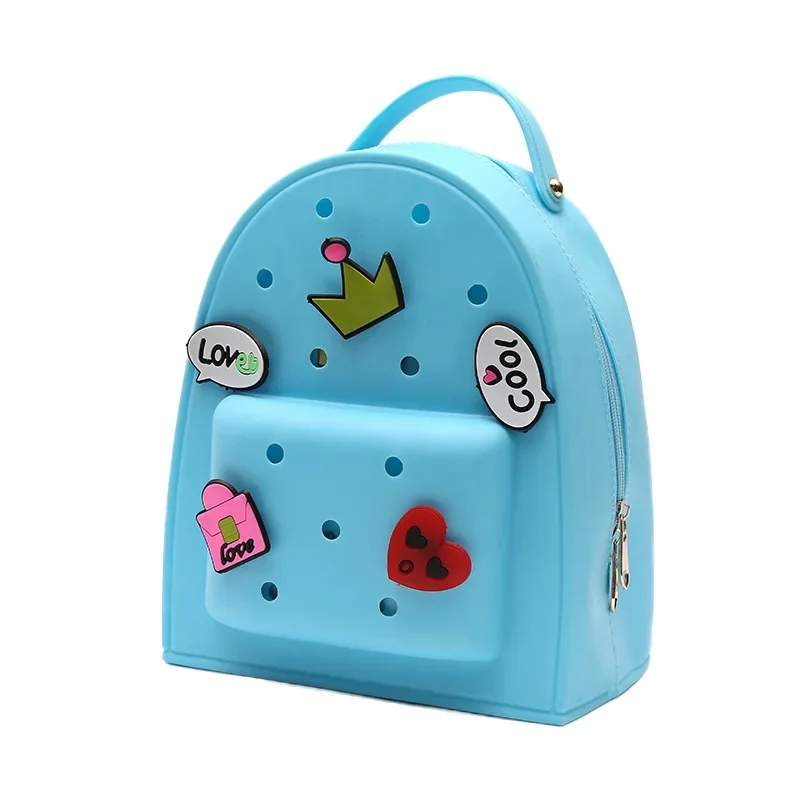 Cute Medium Size Cartoon Stamp Bucket Style Dual Shoulder Bag for Women Sweet Silicone Material Chinese Origin Backpack 5