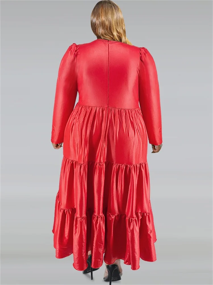 Wmstar Women PU Dress Long Sleeve Fashion Stresswear Draped Sexy Bodycon Fall Maxi Dresses Club Outfits Dropshipping XL-5XL