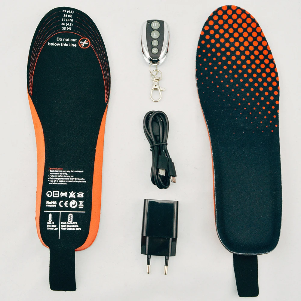 리모컨 USB 충전식 온열 신발 깔창, 하이킹 캠핑 사냥 낚시용 발 따뜻한 신발 패드