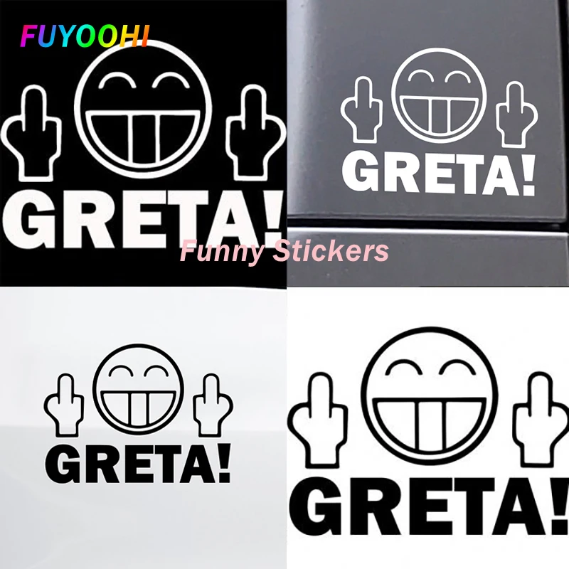 Play Stickers Smiling Face GRETA Middle Finger Car Sticker Window Decoration Home Decor Sticker Gifts Car Accessories,car sticker
