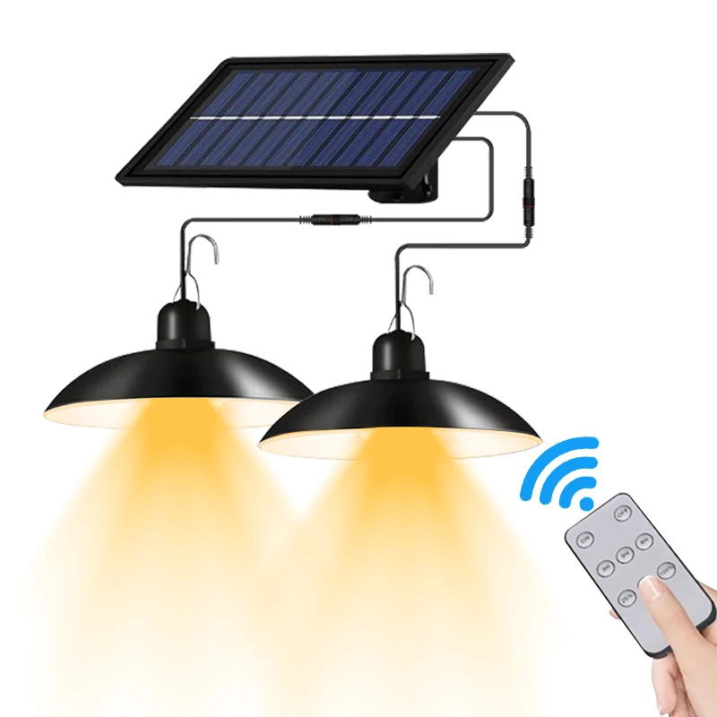 Waterproof Solar Pendant Light Single Or Double Head Solar Lamp With Remote Control Lighting Suitable for Courtyard Garden Lawn solar wall lights outdoor Solar Lamps