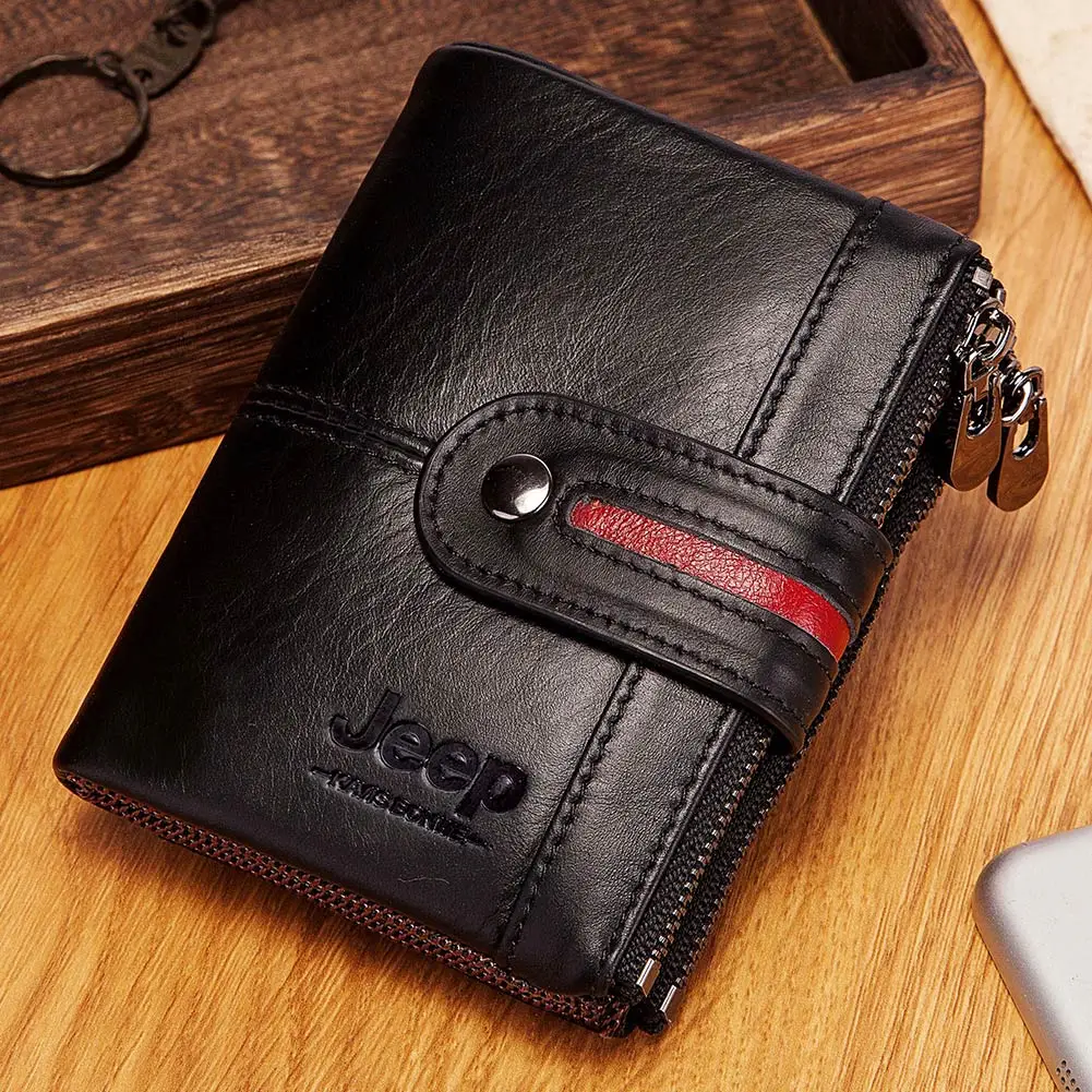 Large Zipped Men's Leather Wallet with RFID Protection