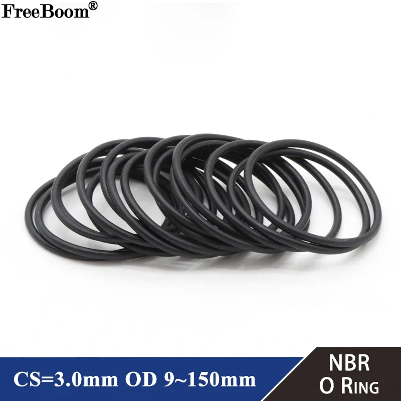 NBR O Ring Gasket Rubber O Rings Sealing Gasket Rubber Washers Keycap O Rings Silicone O Rings Thickness CS 3mm OD 9~150mm Nitrile Rubber Round O Type Corrosion Oil Resist Sealing Washer Black 10pcs