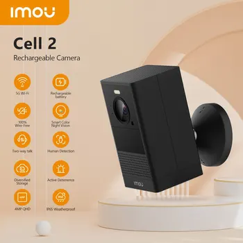 IMOU 셀 2 충전식 카메라, 무선 내후성 감시 카메라, PIR 인간 감지, 야간 투시경, 5G 와이파이, 4MP