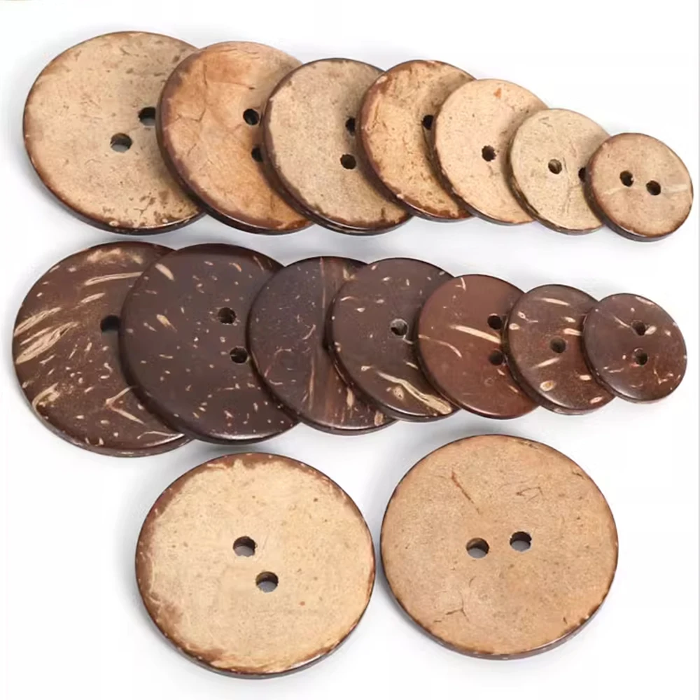 30pcs/lot 50mm 2 Inch Big Natural coconut buttons 2-hole round sewing dark brown color free shipping COCO001 2