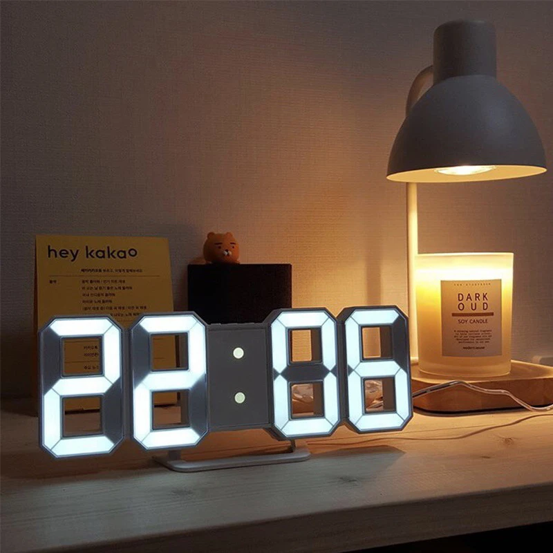 3D LED Digital Alarm Clock Three-dimensional Wall Hanging Watch Table Calendar Thermometer Electronic Furnishings