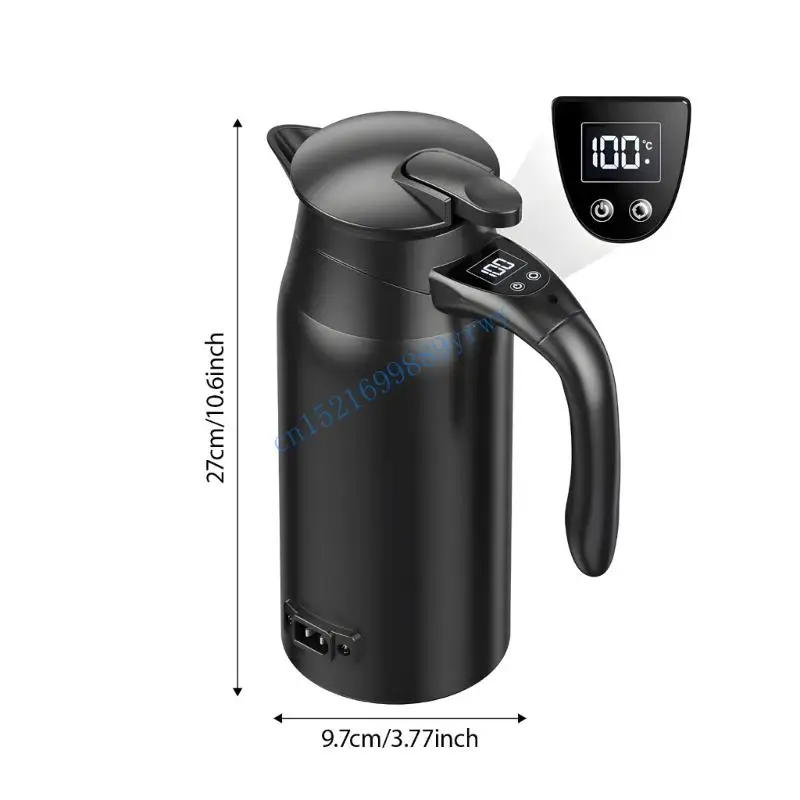 800ml 스테인레스 스틸 여행용 머그 히터 이중 레이어 절연 디지털 디스플레이 12V 24V 차량 6XDB 호환