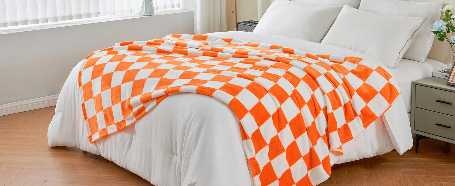 orange checkered blanket