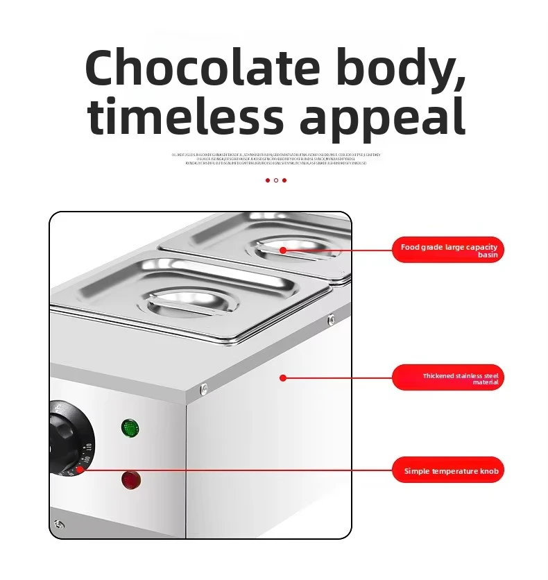JH Stainless Steel Chocolate Melter 2/3/4 Pots 1200W 30-85℃ Temp Control Commerc