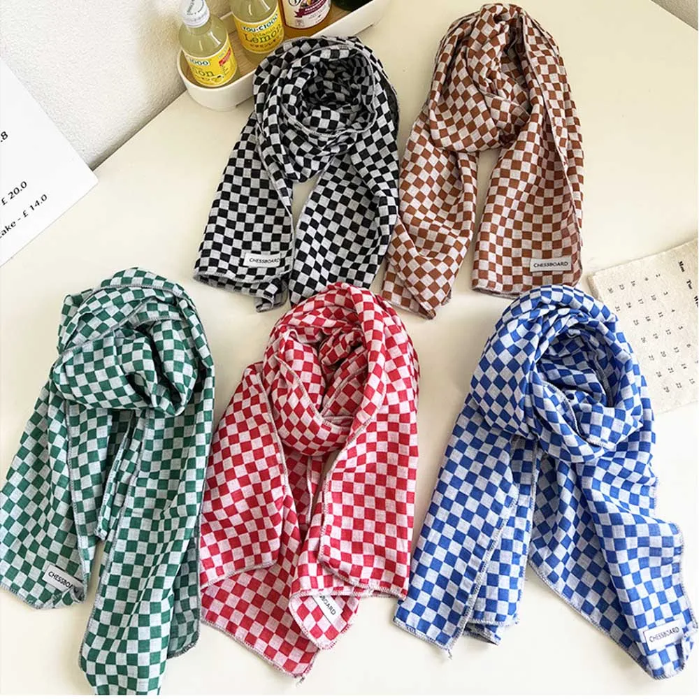 

Children's Scarves Kids Soft Knitted Outdoor Keep Warm Neck Scarf 2022 Autumn Winter Baby Girls Grid Clothing Korean Style