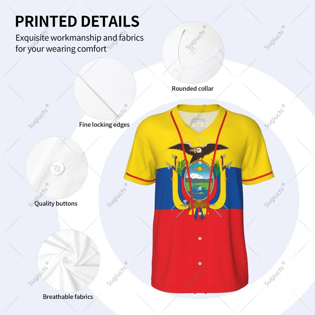3D Printed Ecuador Flag Men Baseball Jerseys Mesh Sports T-shirt Tees Name Nunber