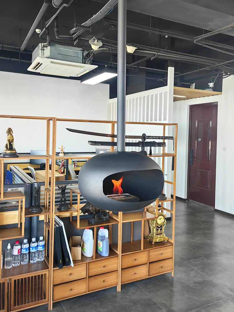 Roof mounted bio ethanol suspended fireplace cocoon hanging floating fireplace