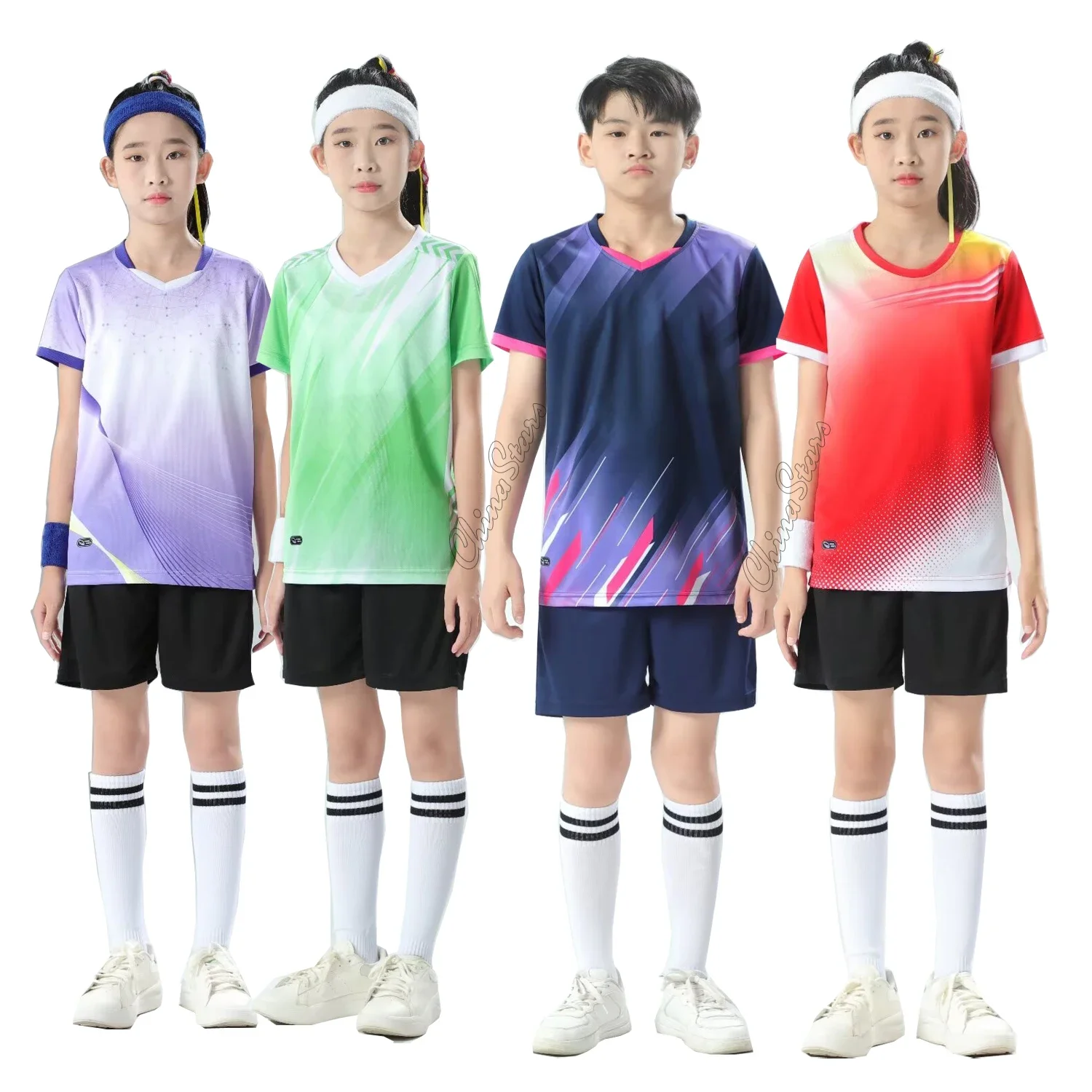 어린이 축구 유니폼 맞춤형 소녀 축구 유니폼 세트 폴리 에스터 축구 유니폼 통기성 축구 유니폼 어린이