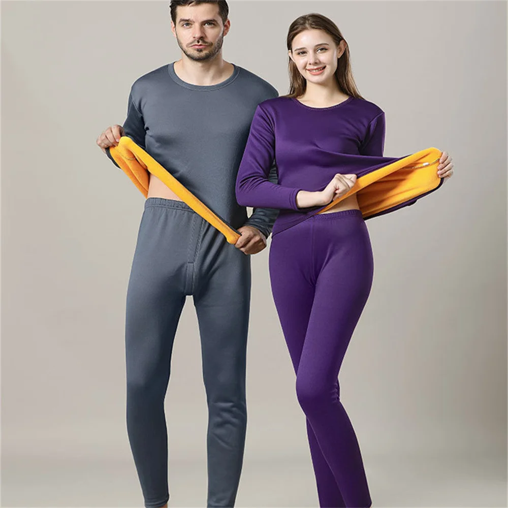 Men Thermal Underwear Winter Women Long Johns Fleece Base Layer Sets keep Warm in cold Weather Lingerie Pajamas Plus Size L-4XL