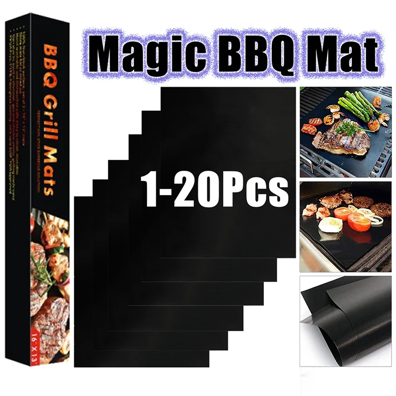 120Pcs BBQ Grill Mats Barbecue Outdoor Baking Nonstick Pad Reusable Mat for Grill Mat