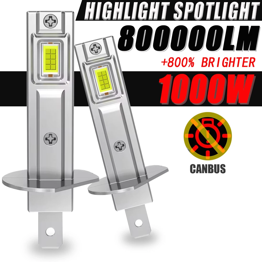 Ampoules de phares LED H1 pour voiture Canbus, haute puissance, 800000lm, 1000W, Mini taille, mise au point, phare antibrouillard pour Automobile, 12V 24V
