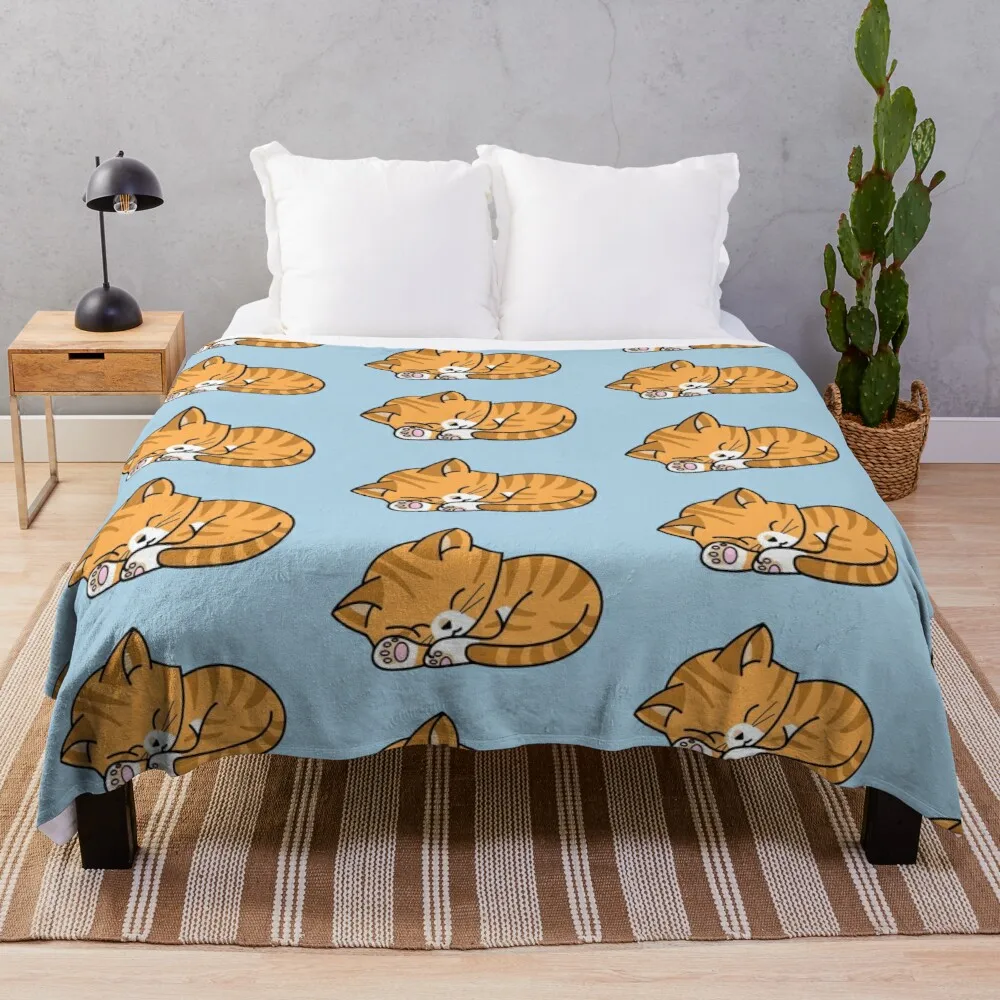 

Orange Tabby - Sleeping Throw Blanket Hairy Blankets