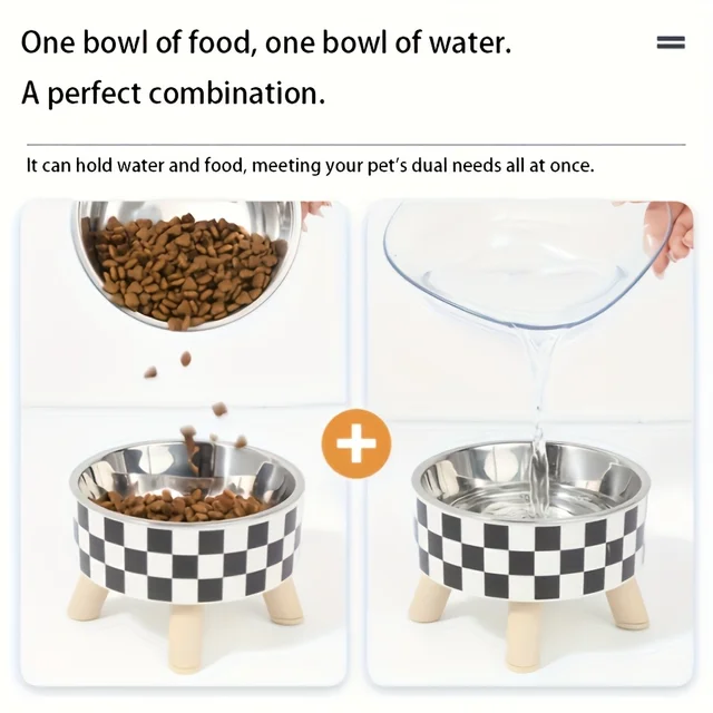 Stainless Steel Raised Pet Bowl,Cat Water and Food Dish, Spill-Proof Detachable Feeding Bowl for Small Pets Suitable for Puppies 3