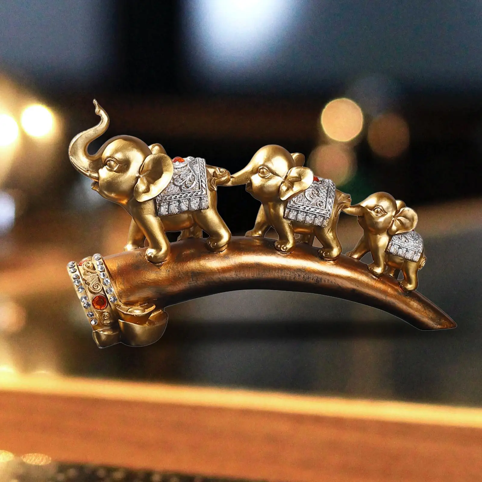 

Статуя семьи слона с сундуком, статуэтка слона из смолы, коллекционная для рабочего стола, кабинета, спальни, украшение книжной полки