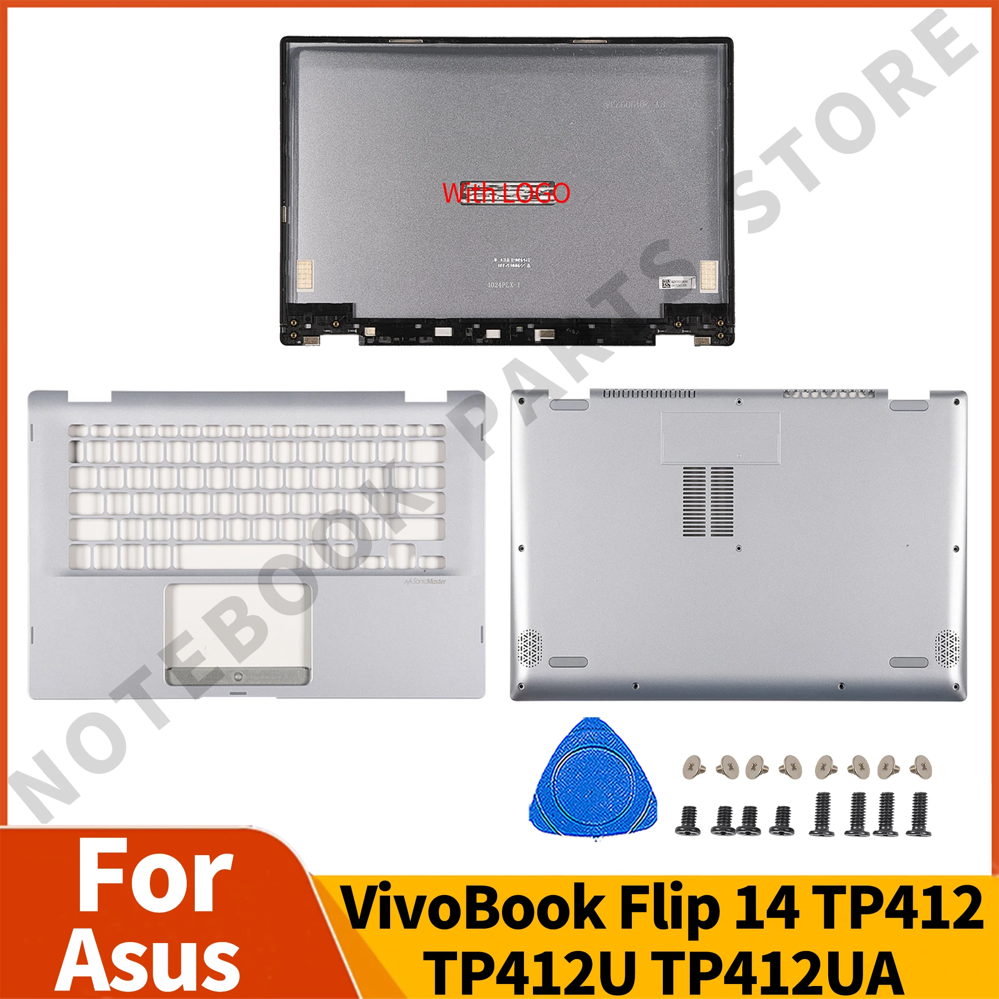 Asus VivoBook 플립 14 TP412 TP412F TP412U TP412UA 용 노트북 부품, LCD 후면 커버, 팜레스트 하단 케이스 교체