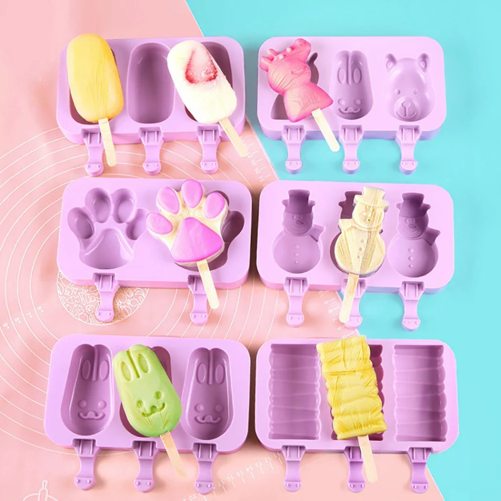 Silicone 8/4/3 Hole Silicone Mold Ice Cream Mold Popsicle Molds DIY Ice Cream Mould Pop Maker Mould Tray, ice mold,ice cream molds