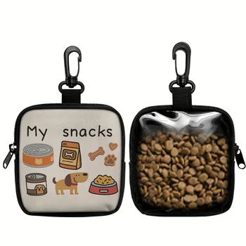 1pc Dog Print Dog Treat Bag with Hook and Zipper - Pet Training Set, Puppy Pet Training Walking Bag, Dog Training Accessories 1