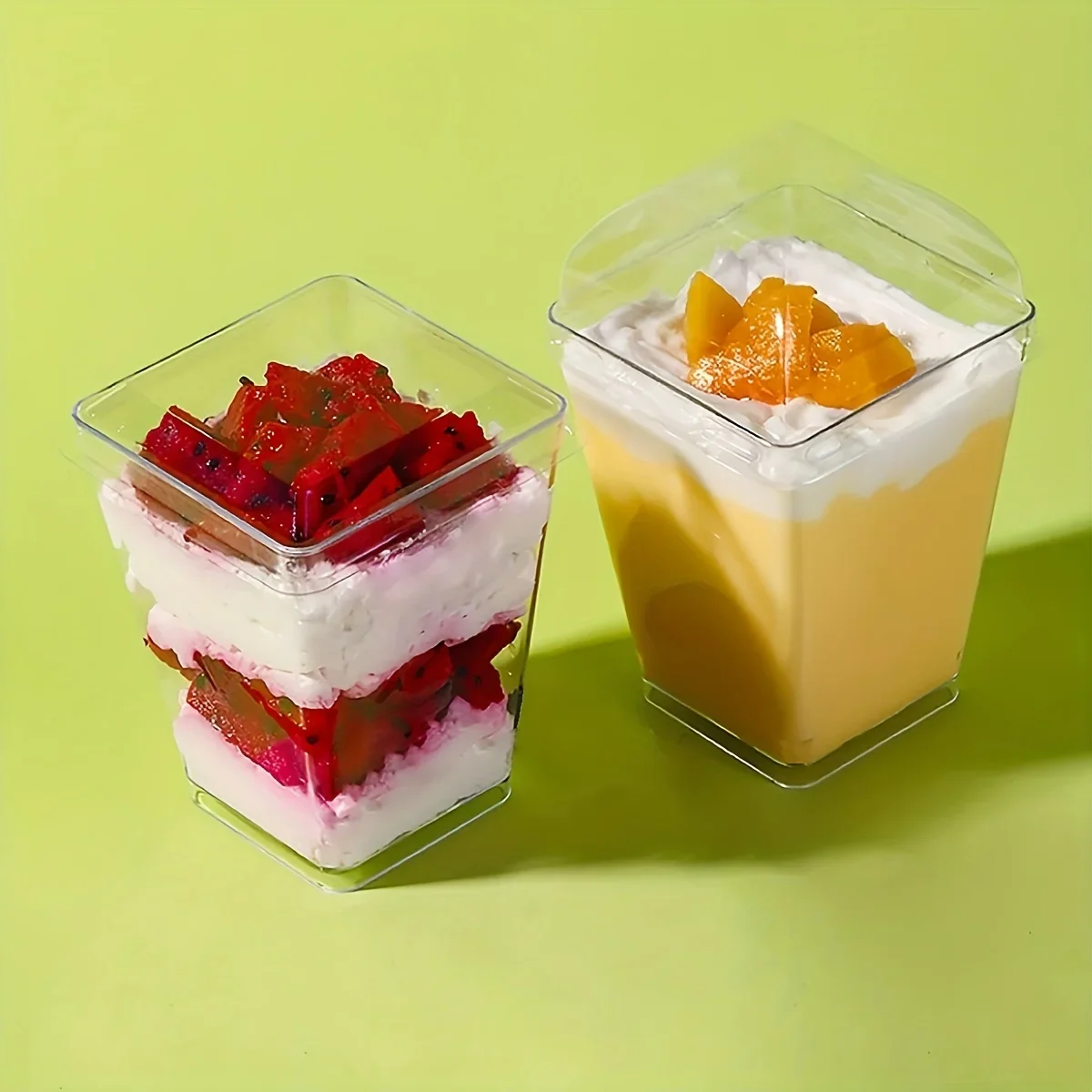 Mousse Cup, Pudding Cup, Yogurt Cup,Individual Container for Mousse Cake, Pudding and Yogurt,  Transparent with Cover