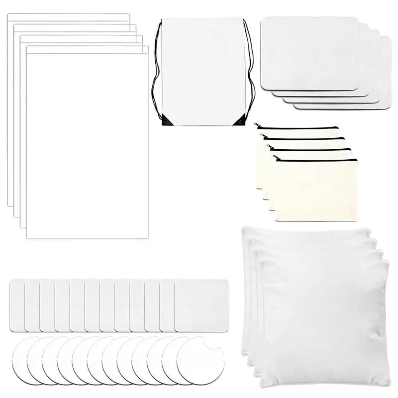 

Sublimation Blanks Products Wholesale Sublimation Set For DIY 44Pcs Sublimation Blanks Set Including DIY Blank Makeup Bag For