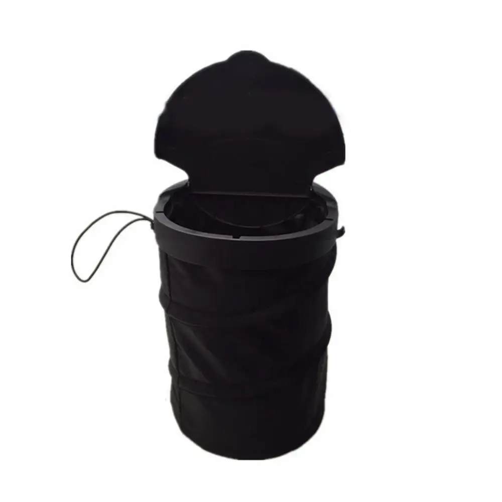 Portable Garbage Can Collapsible Trash Bag Traveling Car Organizer with Lid