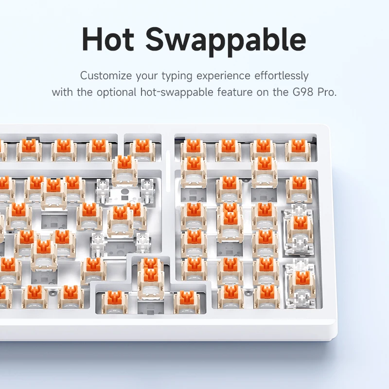 MCHOSE G98 Pro Customized Mechanical Keyboard 0.1ms Low Latency Gasket Structure 8000mAh Tri-mode BT 2.4g Wireless Hot-swappable