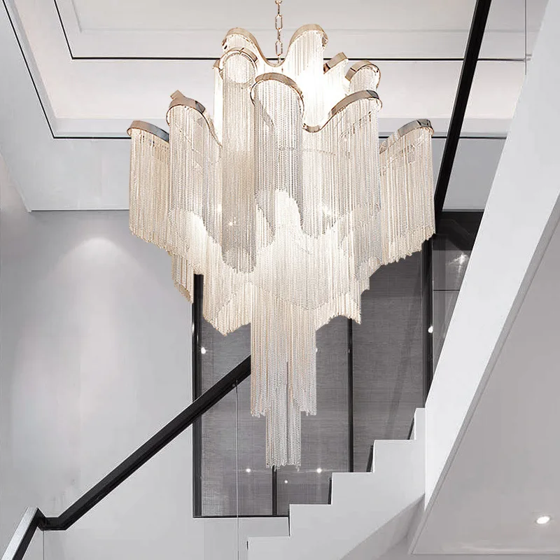 

Modern tassel chandelier Luxury Chains E14 Base Indoor aluminum lamp Stream Suspension For Bar Room house decoration lights