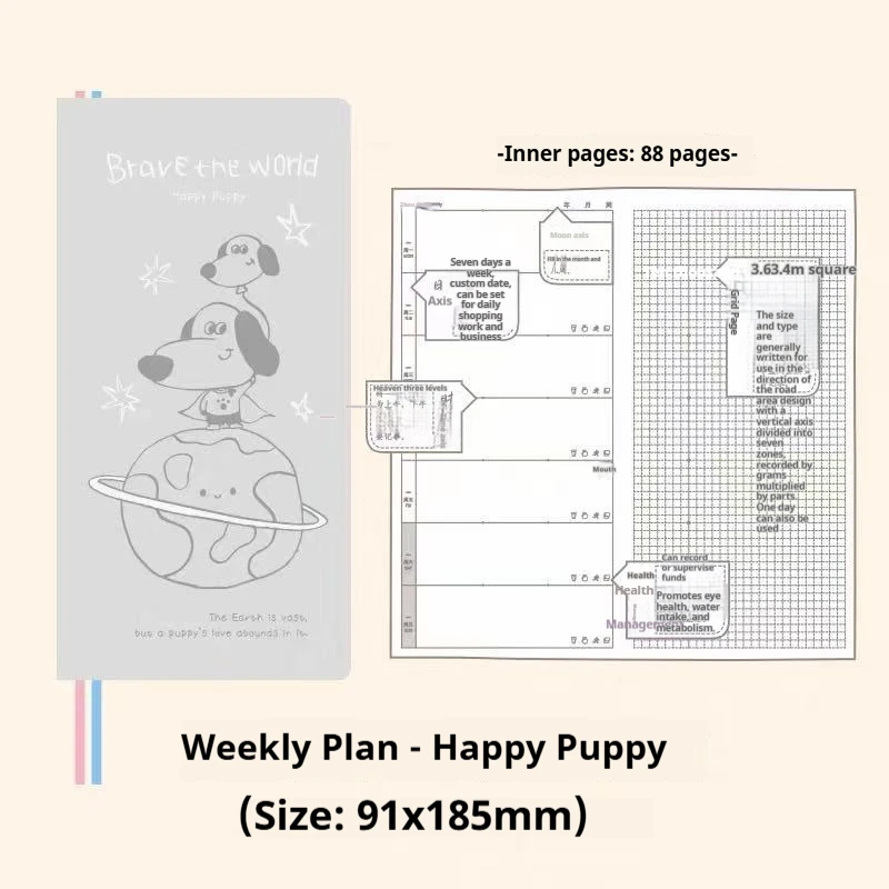 Kinbor Illustrated Hardcover Weekly Planner - Undated, Portable To-Do List Notebook
