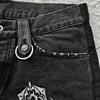 Y2K Dark Gothic Jeans Micro Flared Cross Leather Pocket Denim Pants Retro Harajuku Heavyweight Unisex Loose Streetwear Trousers 5