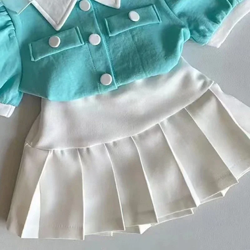 Baby Girls Skirt Set 2023 New Children's Fashion Short Sleeve Shirts Children's Fashionable Skirt 2PCS Set Summer Clothing