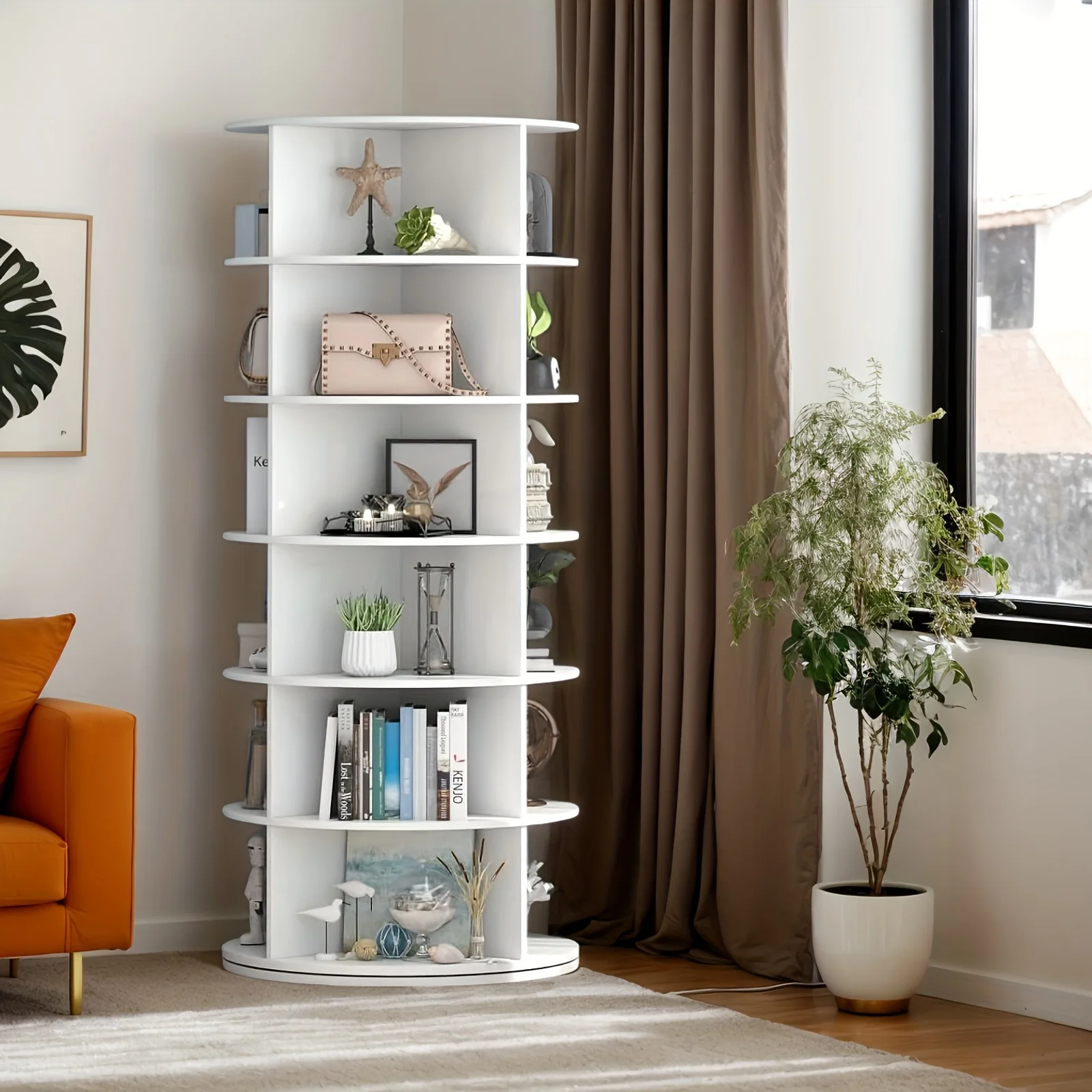 6-Tier Spinning Shoe Rack Organizer - 360 Rotating Tower with Lazy Susan, Heavy Duty Metal Storage for Living Room & Hallway