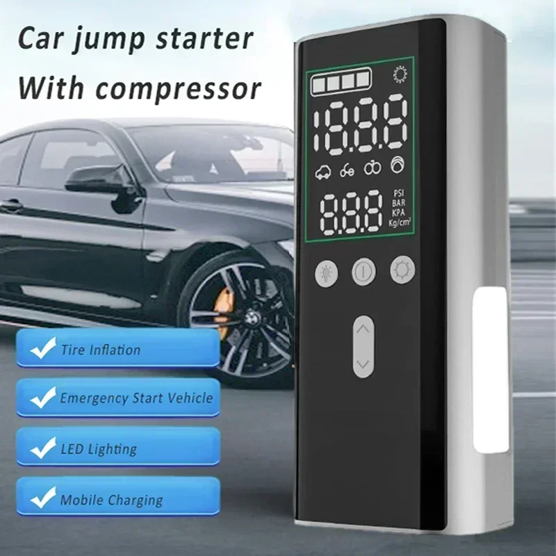 2500A Car Jump Starter Air Compressor Battery Charger Emergency PowerBank Booster LED Lighting Starting Device Tire PumpInflator