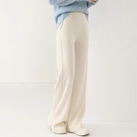 2024 new wool women's pants, high waisted loose cashmere floor pants  knitted fashionable hot selling women's wide leg pants - Image 2