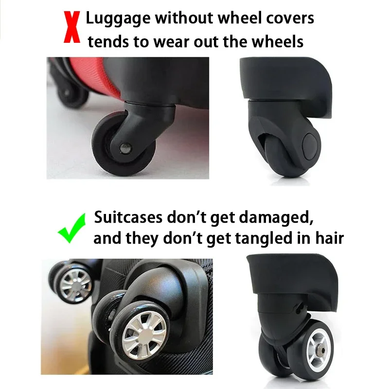 8PCS Silicone Wheels Cover Luggage Suitcase Wheels Protector Cover Anti Wear Reduce Noise Covers Luggage Protector