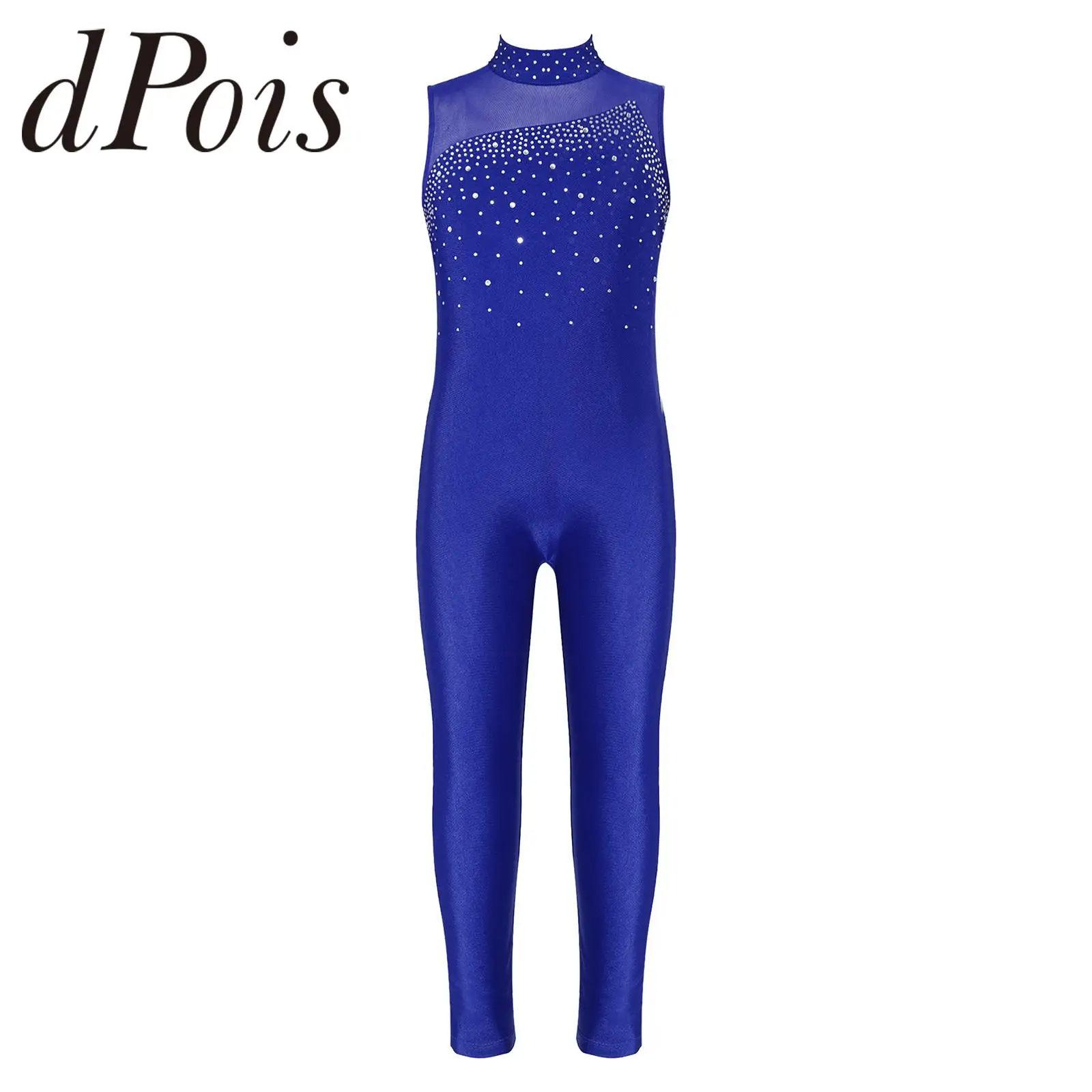 Kids Sleeveless Rhinestone Ballet Leotards Bodysuit Gymnastics Jumpsuit For Girls Children Figure Ice Skating Jumpsuits Unitard children dance leotards,gymnastics unitard