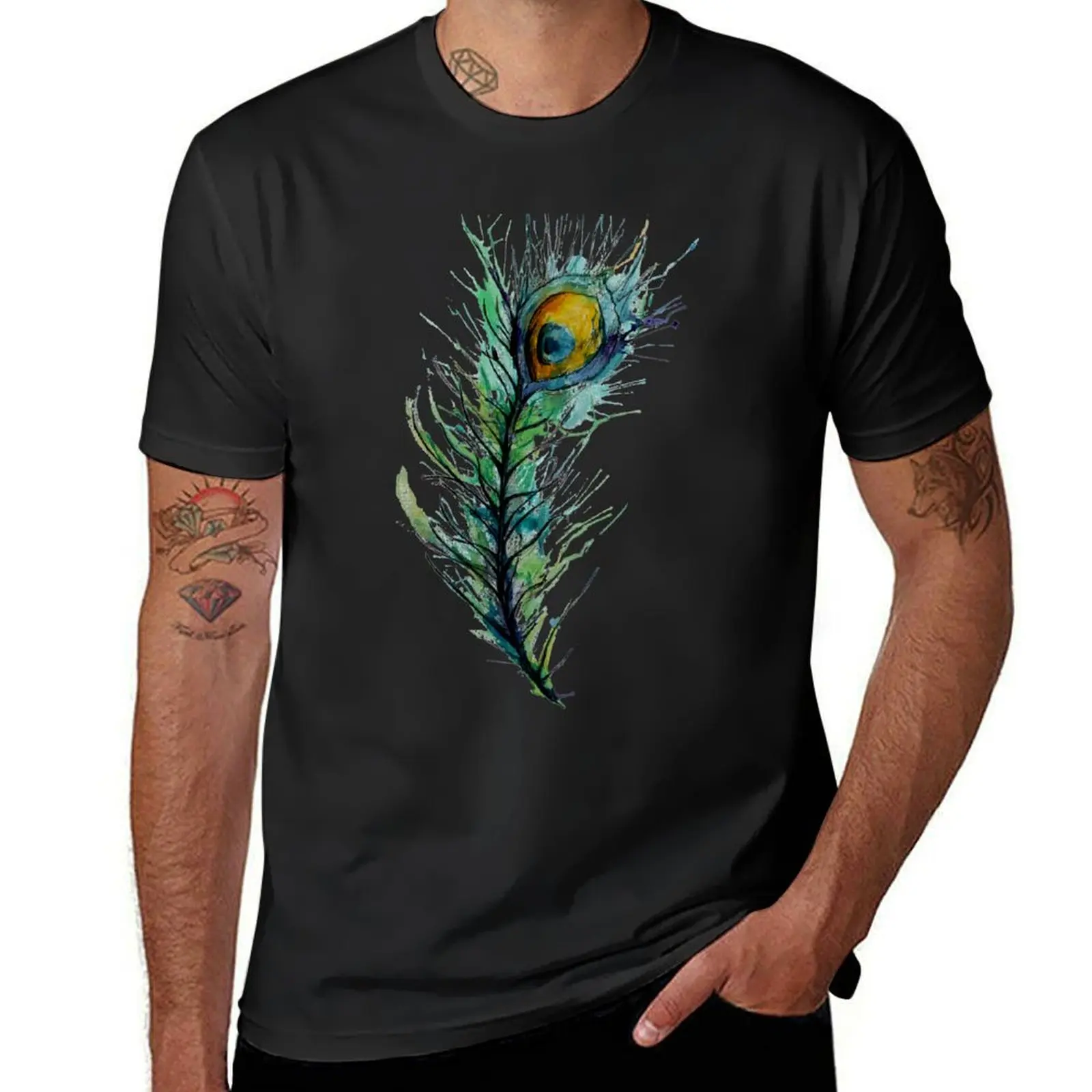 peacock rainbow. T-Shirt anime clothes Aesthetic clothing mens graphic t-shirts big and tall