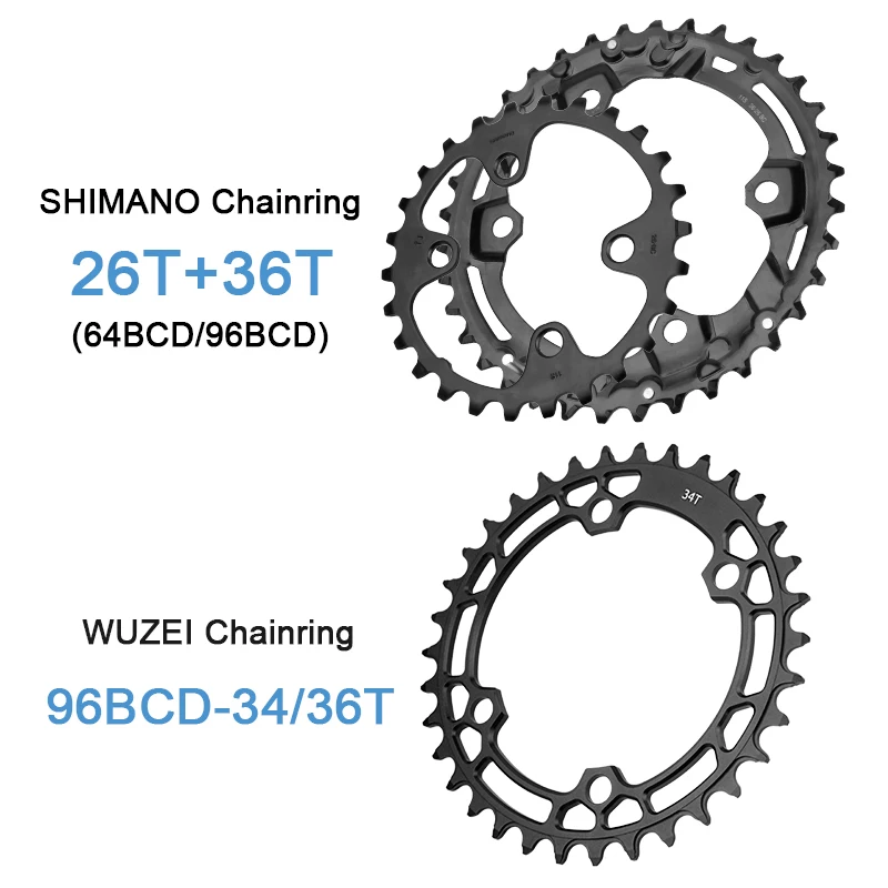 Bike Chainring Shimano 96bcd Round MTB 96BCD 26/36T 32/34/36T For M7000 M8000 M4100 M5100/MT510 bike crank Crown