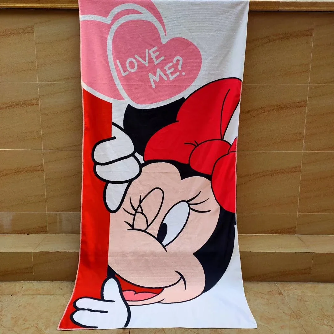 Toallas de baño de dibujos animados para niños y adultos, paño de microfibra con dibujos animados de Mickey, Minnie Mouse, 75x150cm