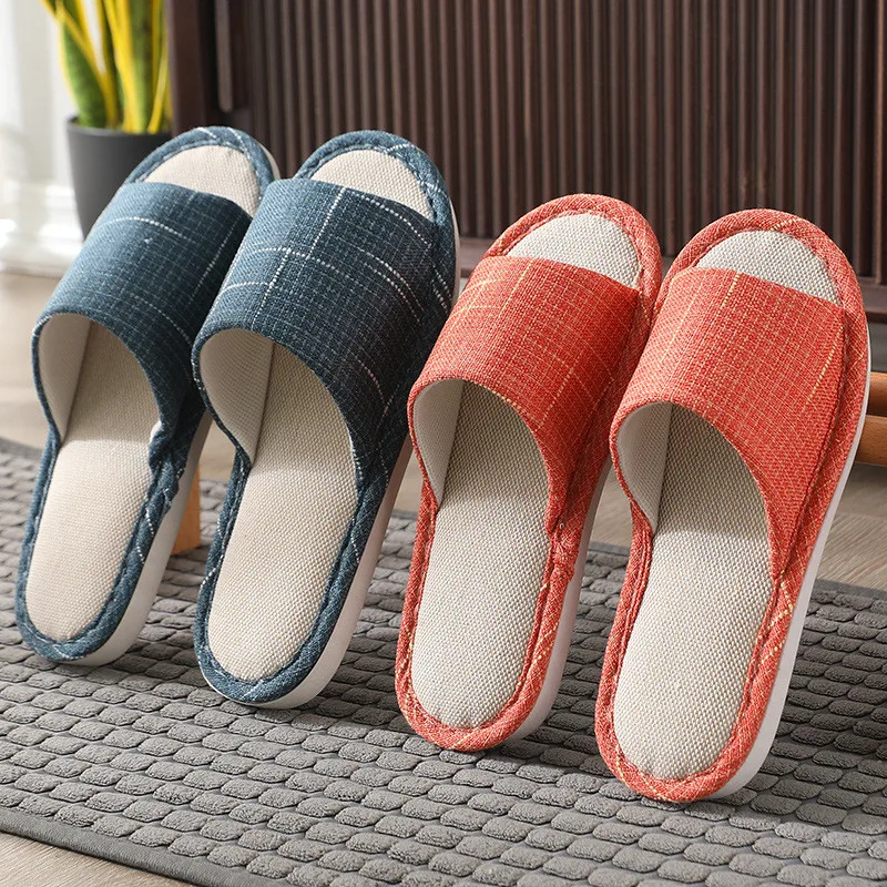

Women Indoor Slippers Corduroy Floor Flat Shoes Comfort Anti-slip Home Flax Linen Slipper Unisex Woman Men House Cotton Slides