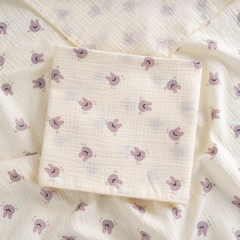 Soft Breathable Cotton Muslin Baby Swaddle Blanket with Cute Cartoon Print