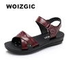 WOIZGIC Women Female Old Mother Ladies Casual Cow Genuine Leather Shoes Sandals Summer Beach Hook Loop Size 35-41 XZ-113 1