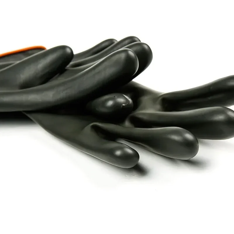 Protective Gloves Safety Gloves Black Heavy Duty Rubber Gloves Acid Alkali Resistant 35/45/55cm