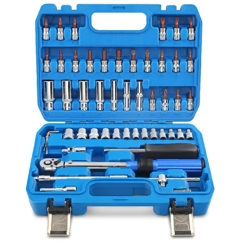 50Pcs Ratchet Socket Set Torque Sleeve Wrench Set Combination Household Screwdriver Tool Set Suitable For Car Repair With A Case tools kit set 53pcs 1 4 inch drive socket ratchet wrench set with drive screwdriver wrenches repairing kit ，tools set