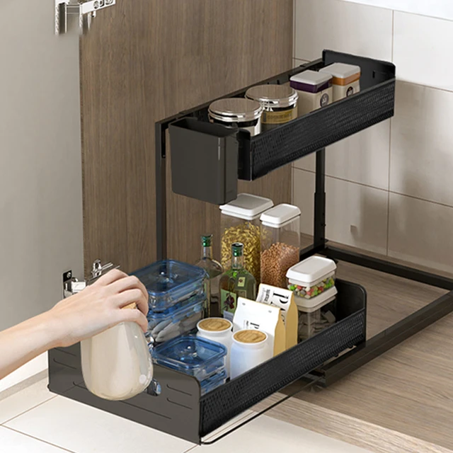 FOLLOWIN 2 Tier Sliding Under Sink Organizers and Storage Drawer Kitchen  Bathroom Under Sink Organizer, Multi-Purpose Sliding Cabinet Basket